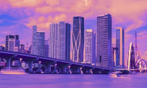 A photo showing a portion of the Miami Skyline.