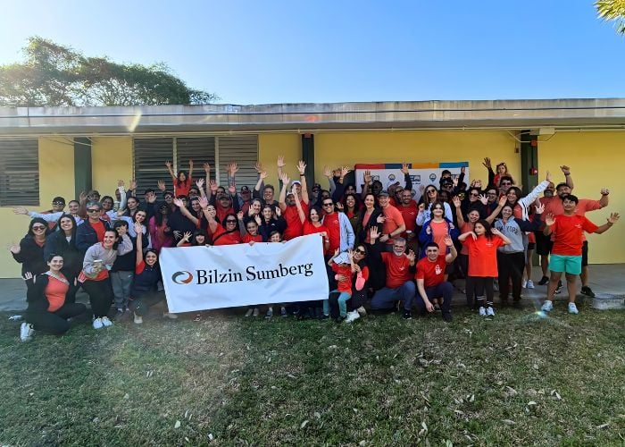 Photo of group of Bilzin Sumberg employees at the 2026 Bilzin Sumberg Cares Project Day at Norland Elementary.